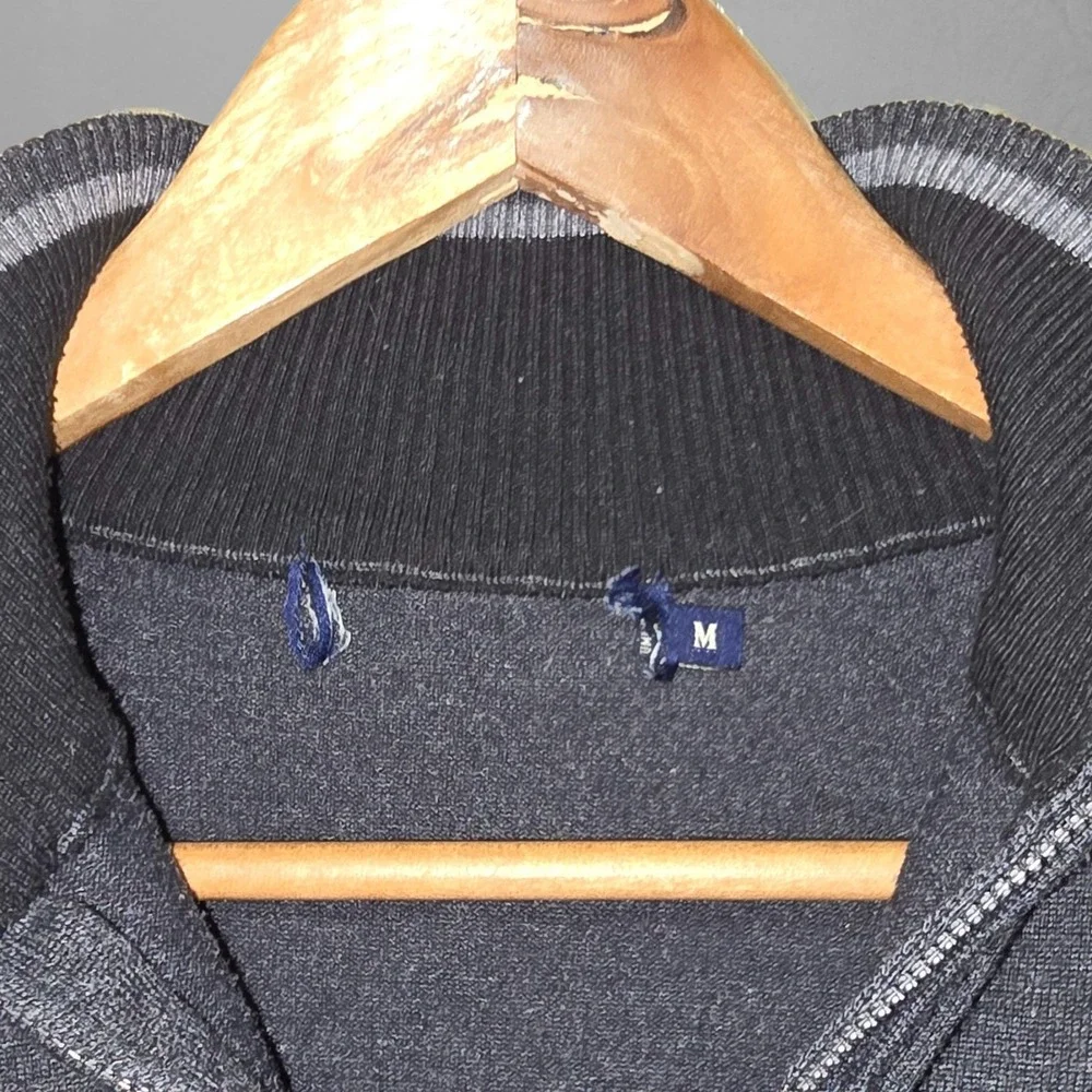 U.S. Polo Assn Mens Medium‎ Charcoal Gray Sweater Quarter Zip Pullover Mock Neck